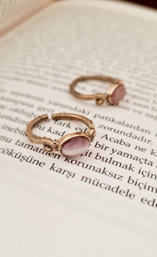 Fiyonk Lila Bronz Cam Ayarlanabilir Yüzük