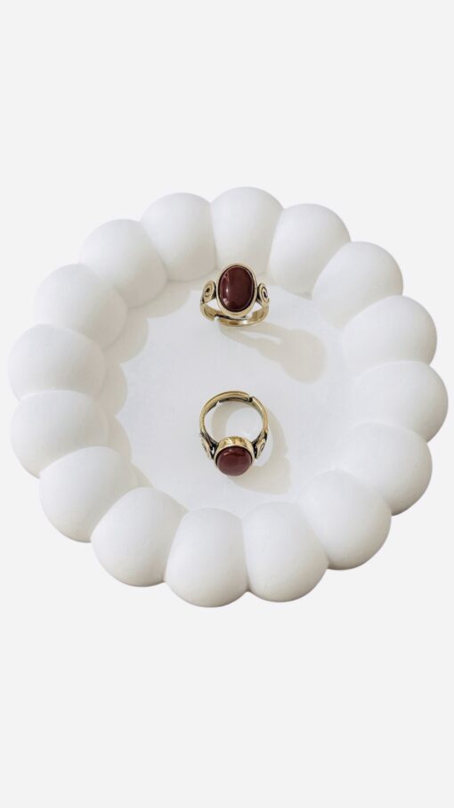 Oval Kahve Akik Taşı Ayarlanabilir Bronz Yüzük - Görsel 2