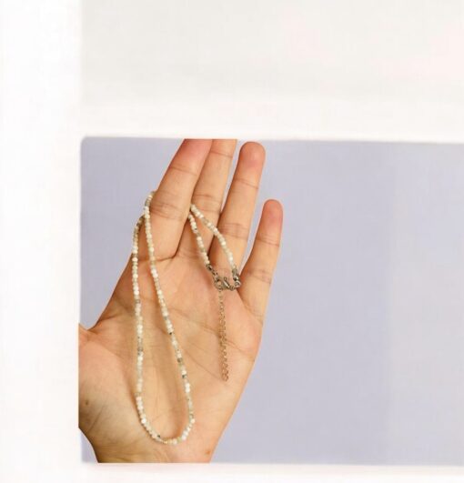 Ay Taşı Küre Kristal Kesim 2 mm Kolye 40 cm + 5 cm