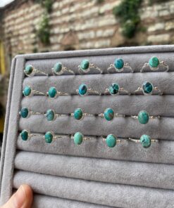 925 Ayar Gümüş Turkuaz ( Firuze )Taşı Yüzük Ayarlamalı
