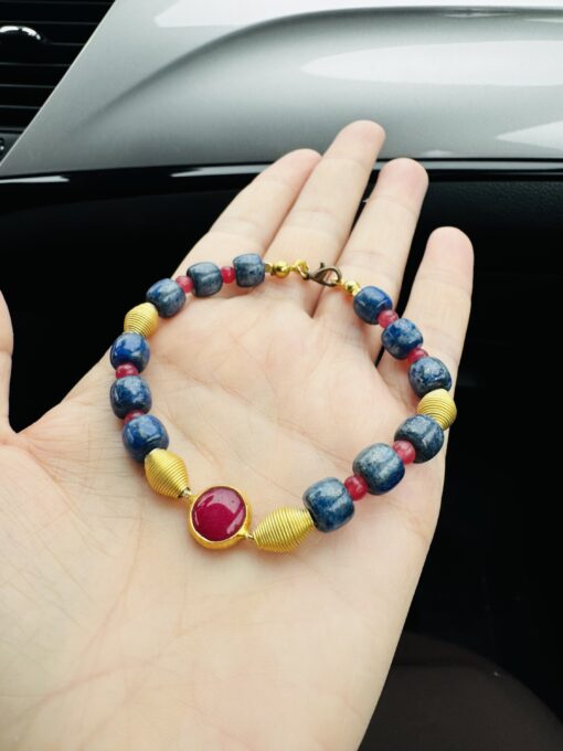 Lapis Lazuli ve Akik Taşı Bileklik 18 cm