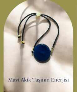 Mavi Akik Taşı Ayarlamalı Bileklik