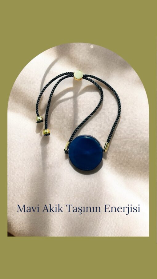 Mavi Akik Taşı Ayarlamalı Bileklik