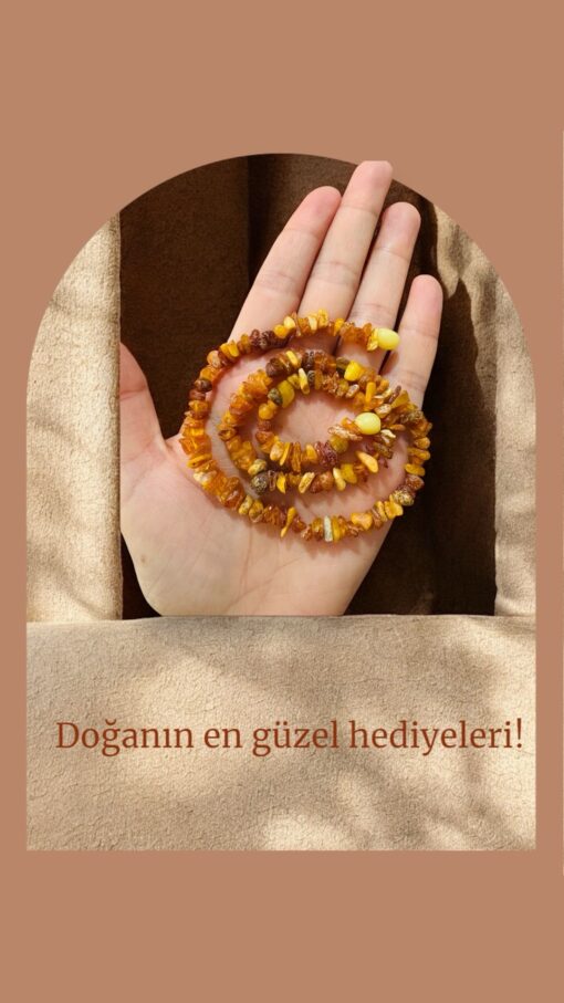 Yetişkin Cilasız Kehribar Kolye 45 cm